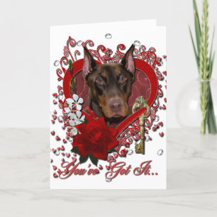 Valentines - Schlüssel zu meinem Herzen - Doberman Feiertagskarte