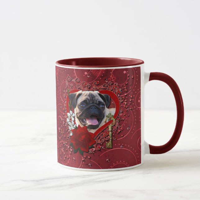 Valentines - Schlüssel zu meinem Herzen - Mops Tasse (Rechts)