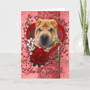Valentines - Schlüssel zu meinem Herzen - Shar Pei Feiertagskarte