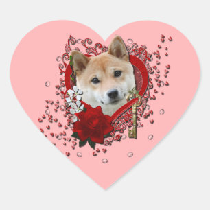 Valentines - Schlüssel zu meinem Herzen - Shiba In Herz-Aufkleber