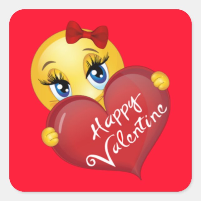 Valentines Square Stickers/Emoticon Quadratischer Aufkleber (Vorderseite)