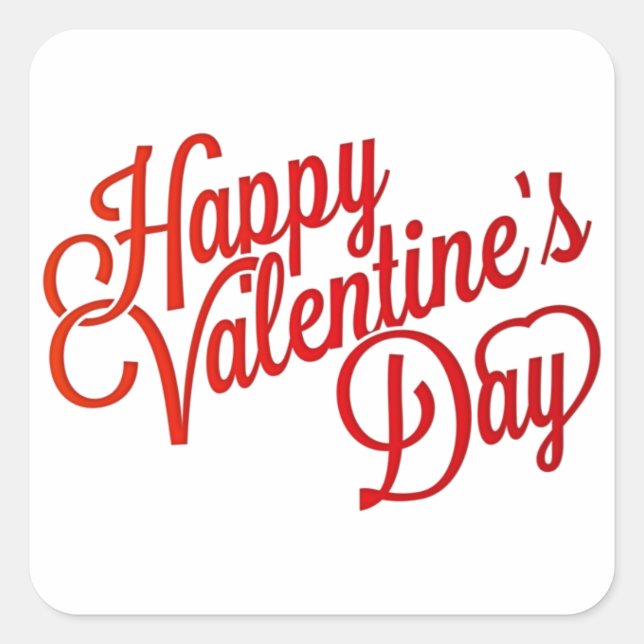 Valentines Square Stickers/Typografie Quadratischer Aufkleber (Vorderseite)