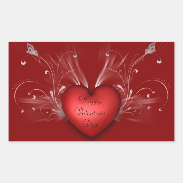Valentines Stickers/Herz Rechteckiger Aufkleber (Vorderseite)