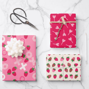 Valentine's - Sweetest Day - Wrapping Paper Trio 1 Geschenkpapier Set