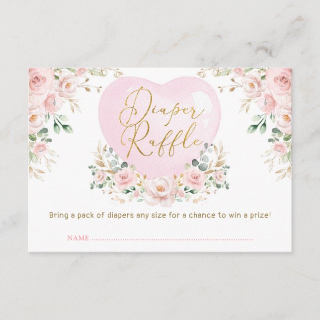 Valentines Sweetheart Balloon Diaper Raffle Baby Begleitkarte (Vorderseite)