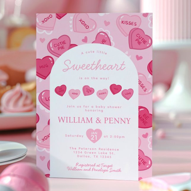 Valentines Sweetheart Candy Baby Shower Einladung (Von Creator hochgeladen)