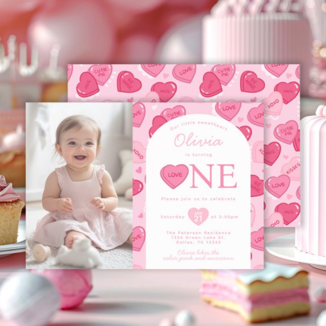 Valentines Sweetheart Candy Birthday Party Einladung (Von Creator hochgeladen)