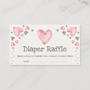Valentines Sweetheart Diaper Raffle Pink Silver Begleitkarte