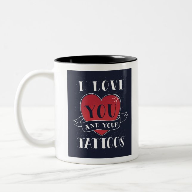 Valentines Tattoo Zweifarbige Tasse (Links)