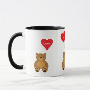 Valentines Teddy and Balloons Liebe Tasse