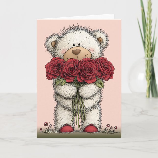 Valentines Teddy Bear Karte (Vorderseite)