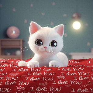 Valentine's Thema Red White I Liebe You Pattern Fleecedecke