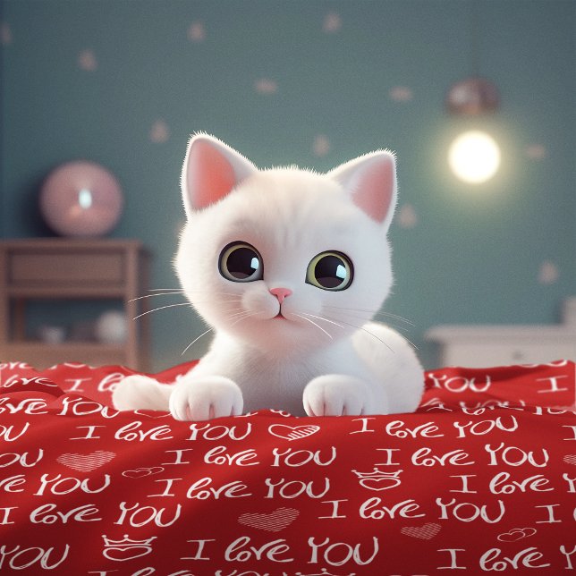 Valentine's Thema Red White I Liebe You Pattern Fleecedecke (Von Creator hochgeladen)