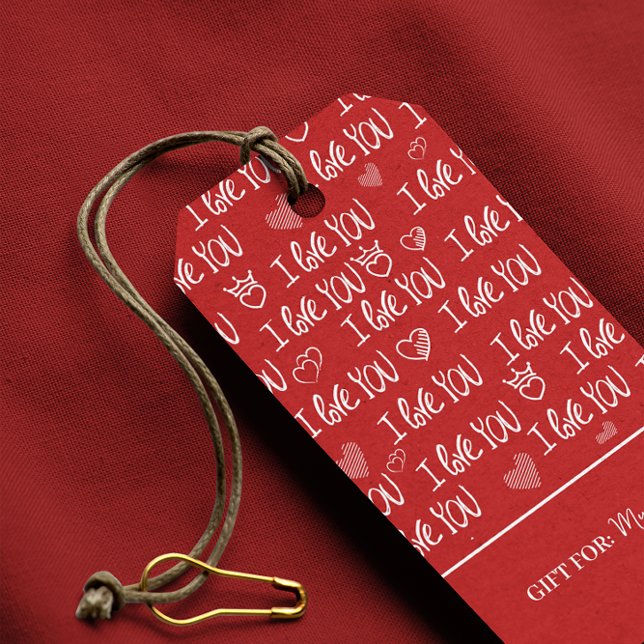 Valentine's Thema Red White I Liebe You Pattern Geschenkanhänger (Von Creator hochgeladen)