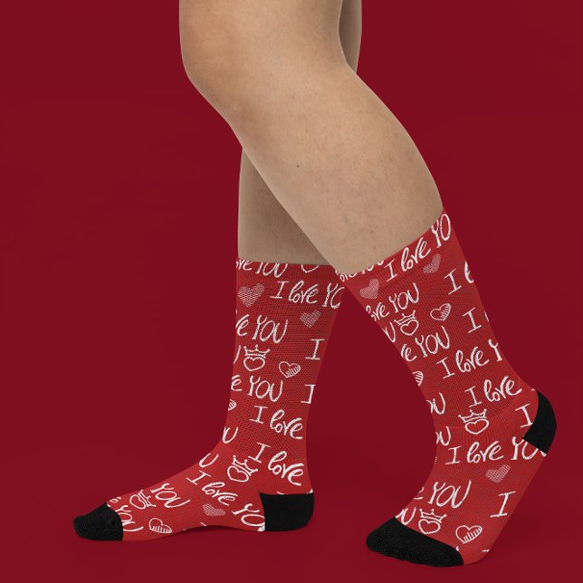 Valentine's Thema Red White I Liebe You Pattern Socken (Von Creator hochgeladen)