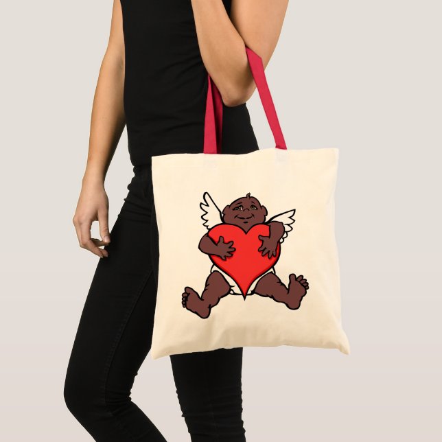 Valentines Tote Beutel Afrikanische Kupid Custom B Tragetasche (Vorderseite (Produkt))