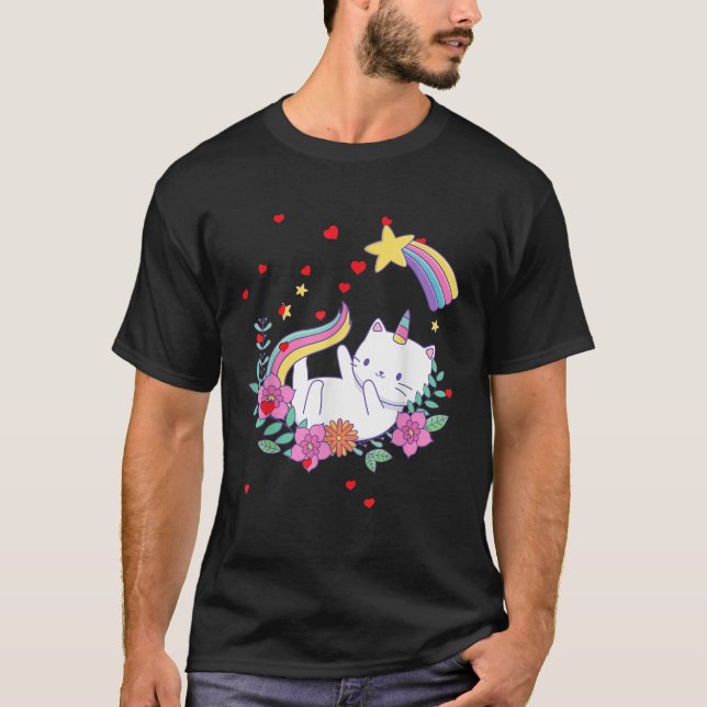 Valentines Unicorn Cat Kittycorn  T-Shirt (Vorderseite)