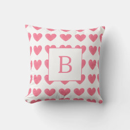 Valentines Watercolor Pink Herzmuster Monogramm Kissen