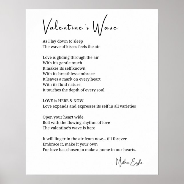 Valentines Wave Liebe Gedicht Plakatwand Art Deco  Poster (Vorne)