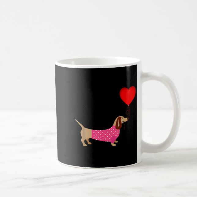 Valentines Weiner Daschund Doxie In Dog Dress  Kaffeetasse (Rechts)