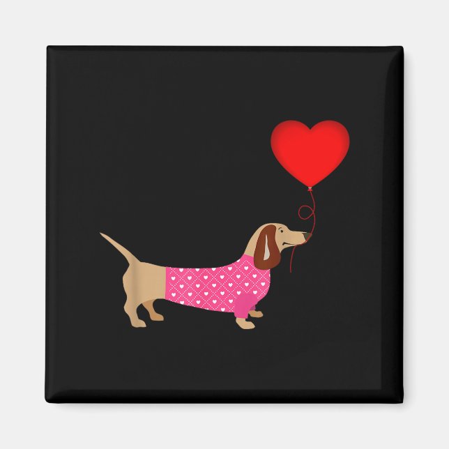 Valentines Weiner Daschund Doxie In Dog Dress  Magnet (Vorne)