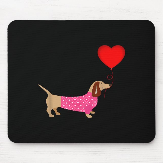 Valentines Weiner Daschund Doxie In Dog Dress  Mousepad (Vorne)