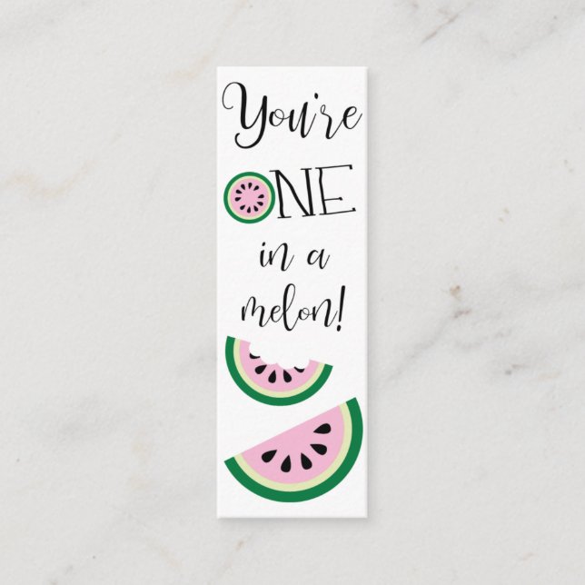 Valentine's You are One in a Melon! Mini-Lesezeich Mini Visitenkarte (Vorderseite)