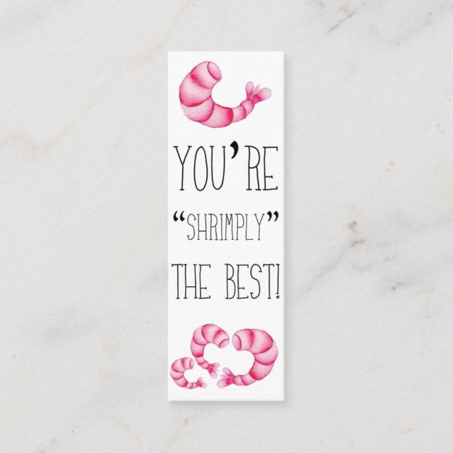 Valentine's You re Shrimply the Best! miniBookmark Mini Visitenkarte (Vorderseite)