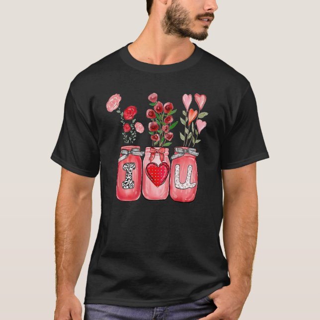 Valentineu2019s Day I Love You Retro Flower Wildfl T-Shirt (Vorderseite)