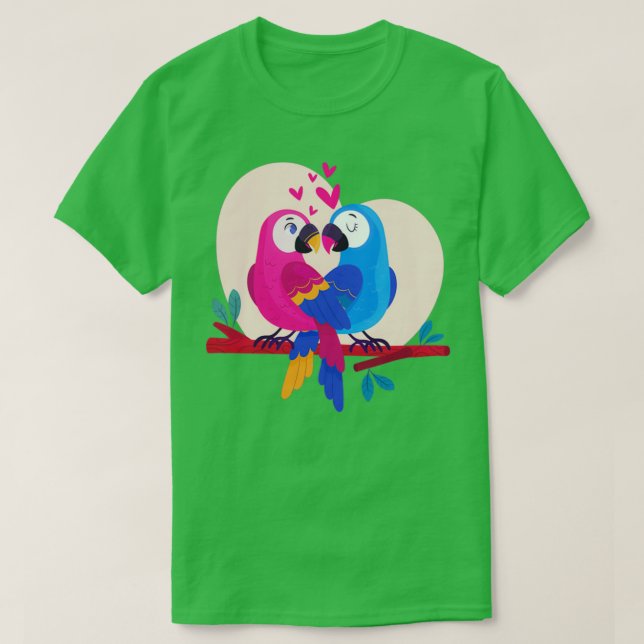 Valentinex27s Day Parrot Couple T-Shirt (Design vorne)