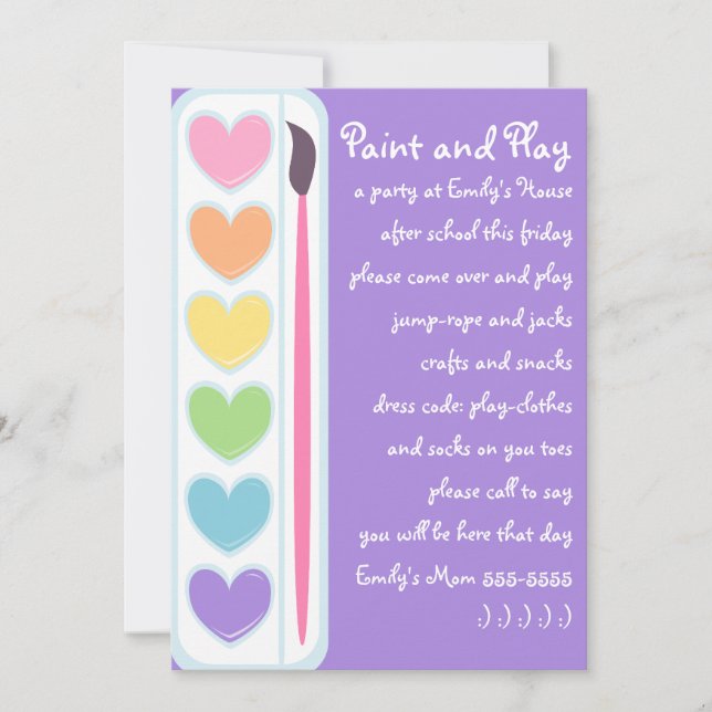 Valentinfarben und Pinsel Einladung (Vorderseite)