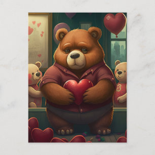 Valentingebärenbär-Cartoon Postkarte