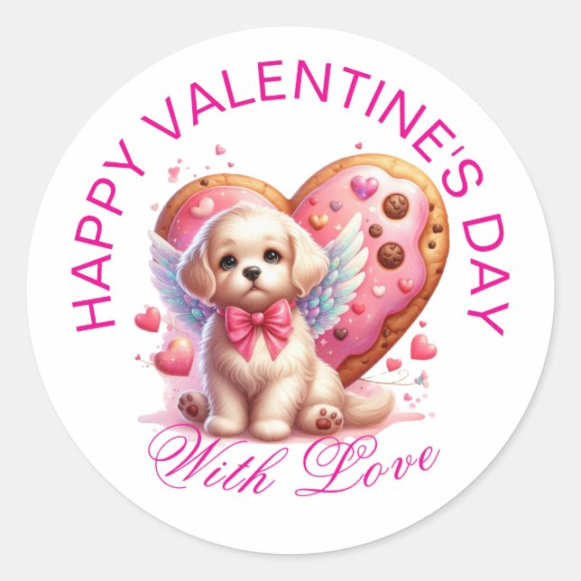 Valentingeschenke - Pawsitiv Adorable Welpe 10 Runder Aufkleber (Vorderseite)