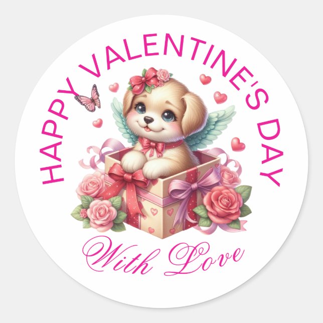 Valentingeschenke - Pawsitiv Adorable Welpe 11 Runder Aufkleber (Vorderseite)