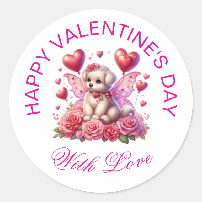 Valentingeschenke - Pawsitiv Adorable Welpe 3 Runder Aufkleber (Vorderseite)