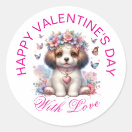 Valentingeschenke - Pawsitiv Adorable Welpe 4 Runder Aufkleber