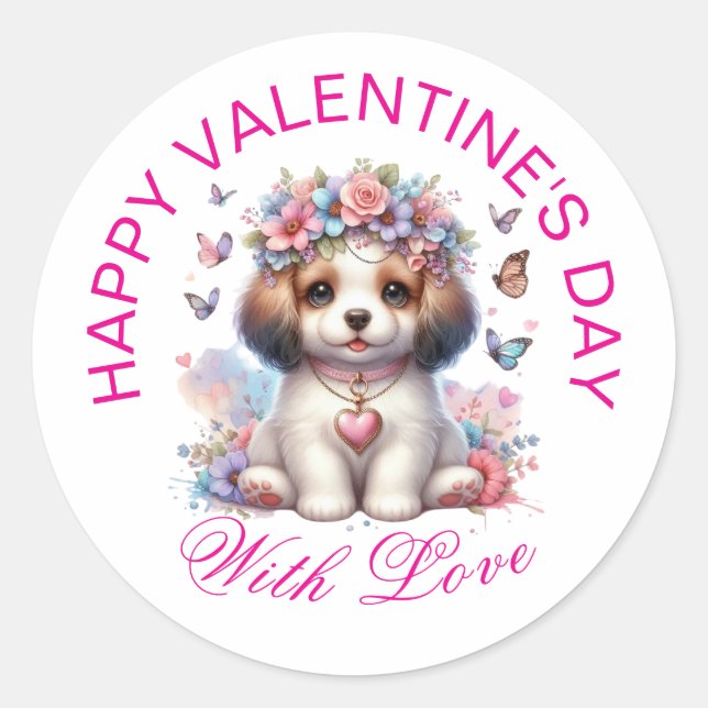 Valentingeschenke - Pawsitiv Adorable Welpe 4 Runder Aufkleber (Vorderseite)