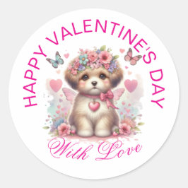 Valentingeschenke - Pawsitiv Adorable Welpe 6 Runder Aufkleber