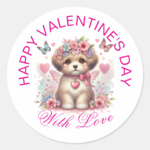 Valentingeschenke - Pawsitiv Adorable Welpe 6 Runder Aufkleber