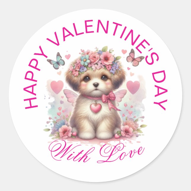 Valentingeschenke - Pawsitiv Adorable Welpe 6 Runder Aufkleber (Vorderseite)