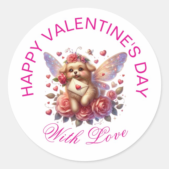 Valentingeschenke - Pawsitiv Adorable Welpe 9 Runder Aufkleber (Vorderseite)