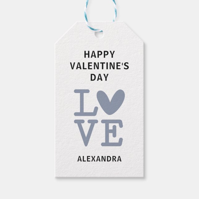 Valentingrau-weiße Liebe Geschenkanhänger (Vorderseite)