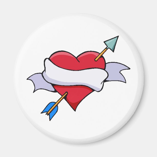 Valentinherz Bow & Arrow mit leerem Banner Magnet (Vorne)