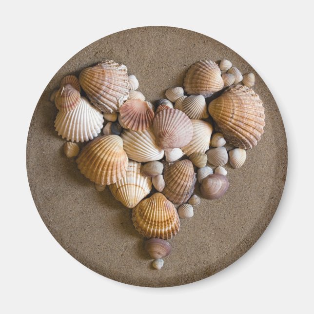 Valentinherz hergestellt mit Muscheln Magnet (Vorne)