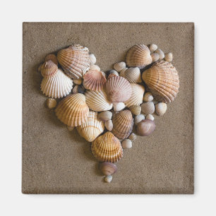 Valentinherz hergestellt mit Muscheln Magnet