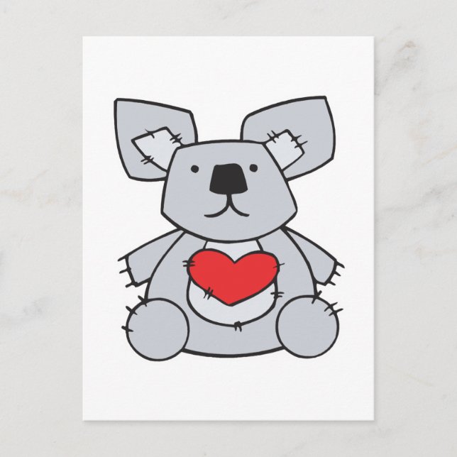 Valentinherz Koala Feiertagspostkarte (Vorderseite)