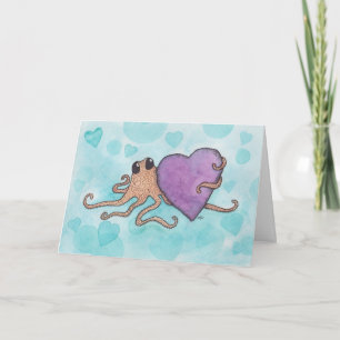 Valentinherz Octopus Feiertagskarte