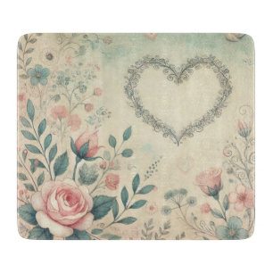 Valentinherz Vintage Pastellfarben Schneidebrett