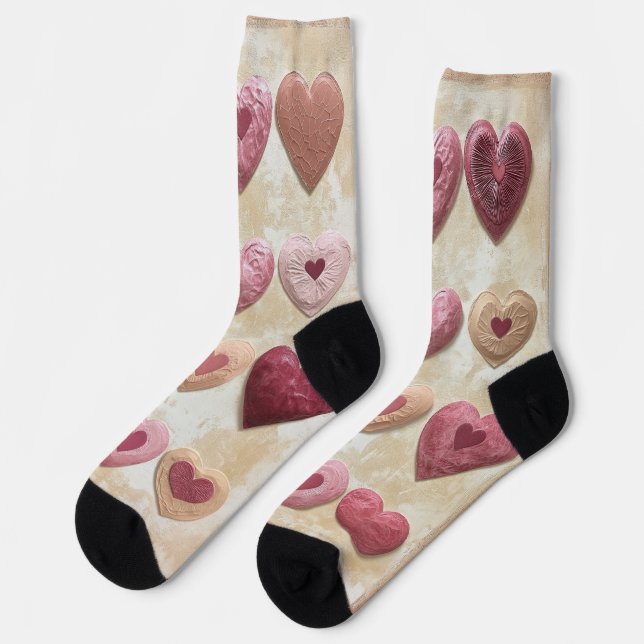 Valentinherzen mit Texturen und kopieren Raum Socken (Linkes Detail)