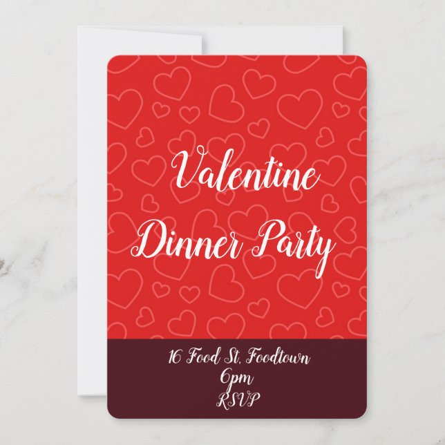 Valentinherzen, whimsical Dinner Party Einladung (Vorderseite)